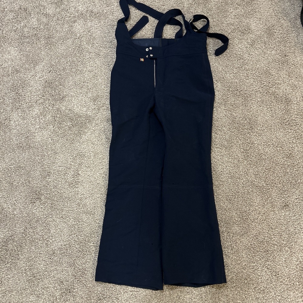 Vintage Union Made Skiwear Robbe Ski Bibs Mens 18x42 Navy Blue USA